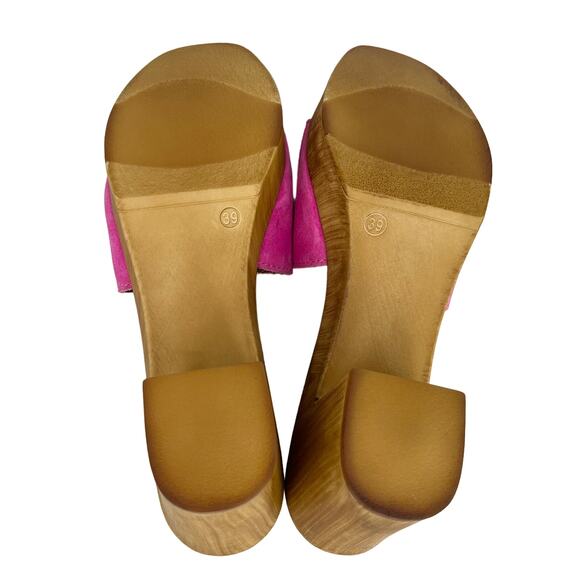 Steve Madden Neon Pink Block Heels Slides Sandals 9 Platform y2k - Picture 9 of 10